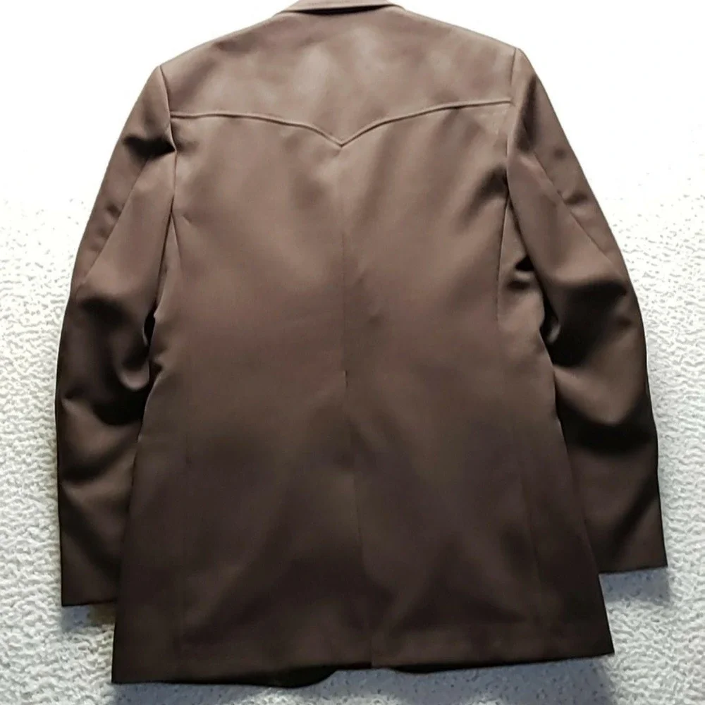 Circle S Blazer Mens 40L Brown Polyester Western Ranch Sport Coat Jacket USA